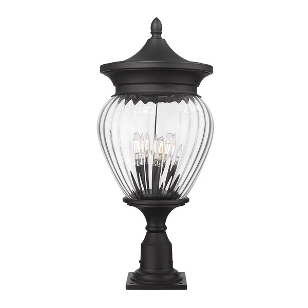 Z-Lite Davina 4 Light Outdoor Pier Mounted Fixture, 12in. W x 27.25in. H, Black 5016PHBR-533PM-BK - main